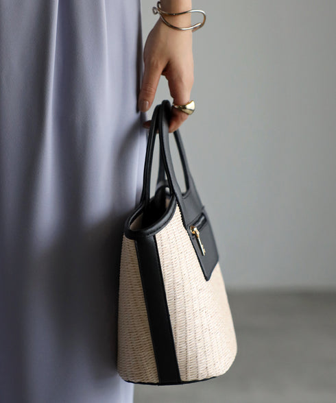 エコレザーかごハンドバッグ 12-1093